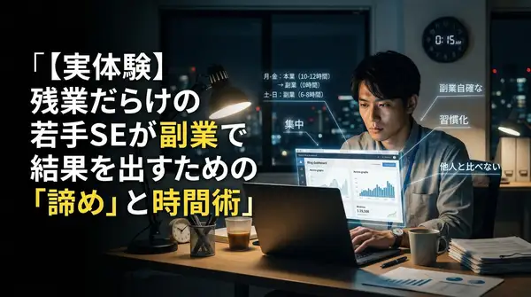 【実体験】残業だらけの若手SEが副業で結果を出すための「諦め」と時間術